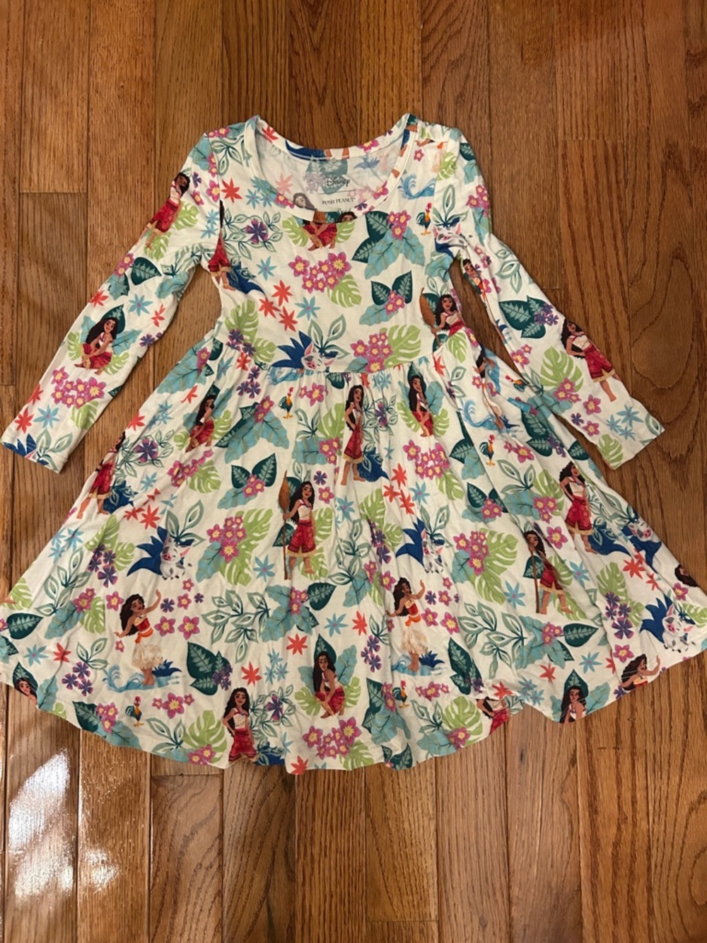 Posh Peanut Moana Long-Sleeve Twirl Dress - 2T